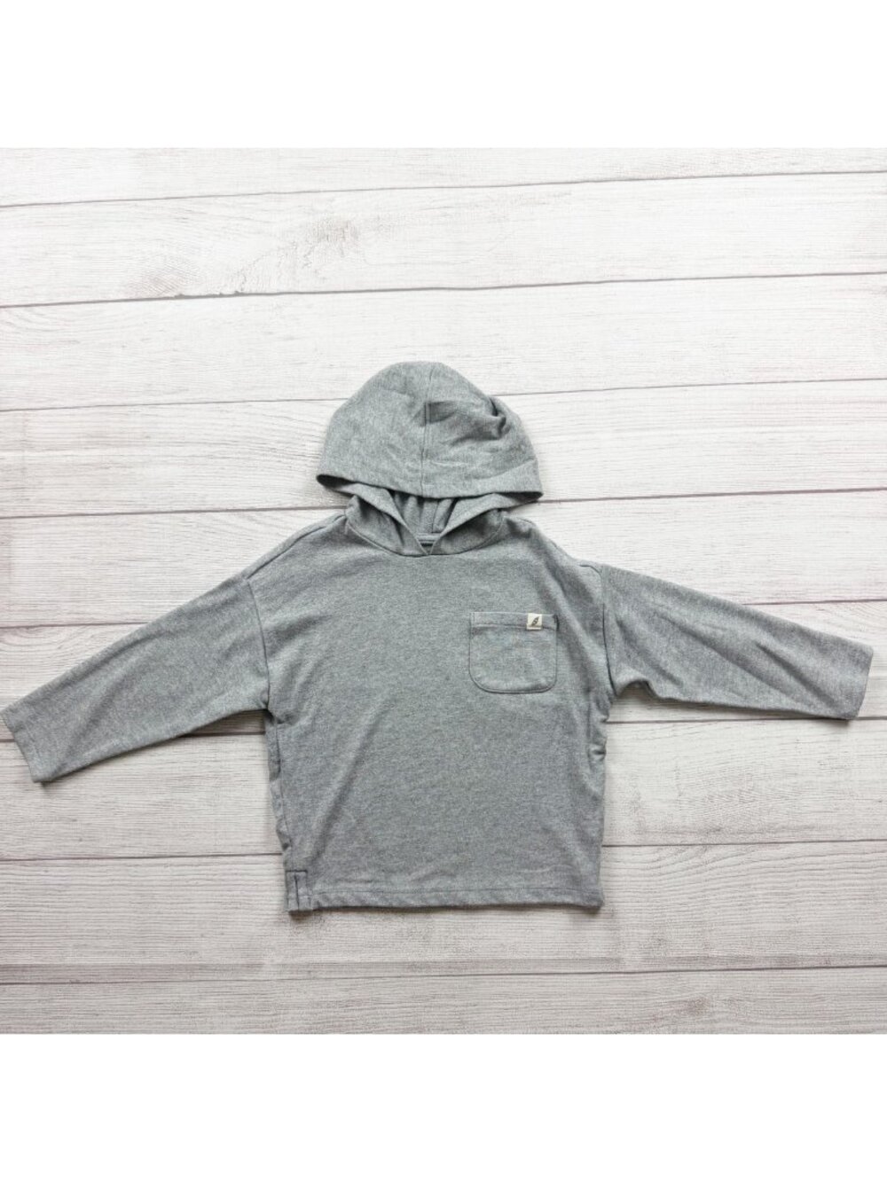 Easy Peasy Grey Hooded Long Sleeve Toddler Lightweight Rayon Blend 3T